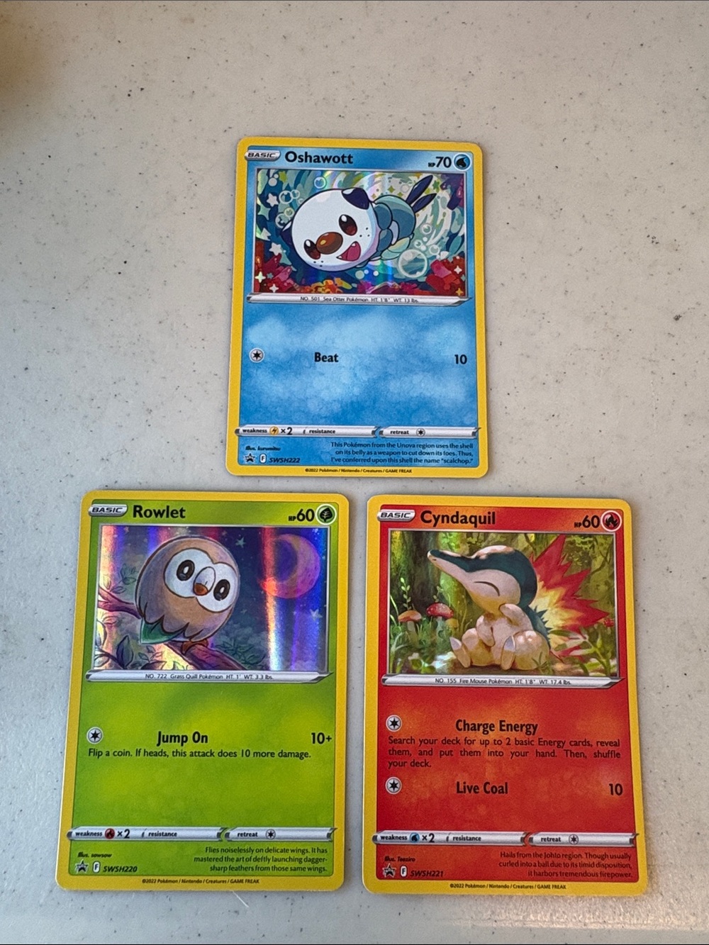 Pokemon TCG Set Rowlet SWSH220 Cyndaquil SWSH221 Oshawott SWSH222 Promos NM